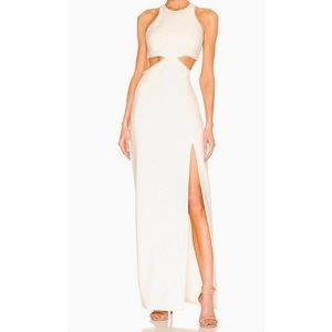 $498 LIKELY White Decker Gown Pearl Cutout Formal Wedding NWT 6 4 8 Prom